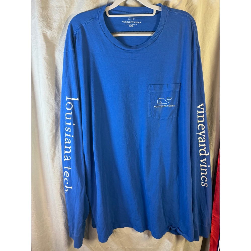 Vineyard Vines Louisiana Tech Long‎ Sleeve Pocket T-Shirt Blue XXL Mens/Unisex